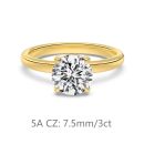 925 Sterling Silver 14K Gold Plated Cubic Zirconia Ring