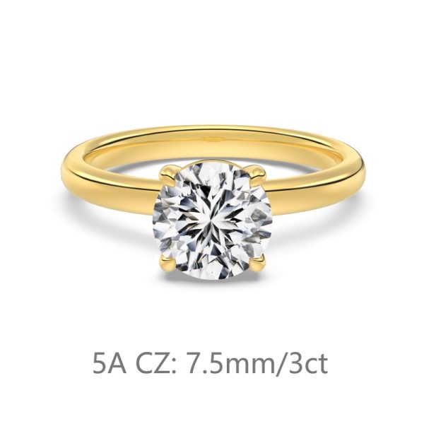 925 Sterling Silver 14K Gold Plated Cubic Zirconia Ring