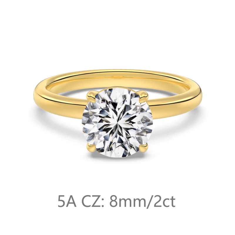 925 Sterling Silver 14K Gold Plated Cubic Zirconia Ring - Image 3
