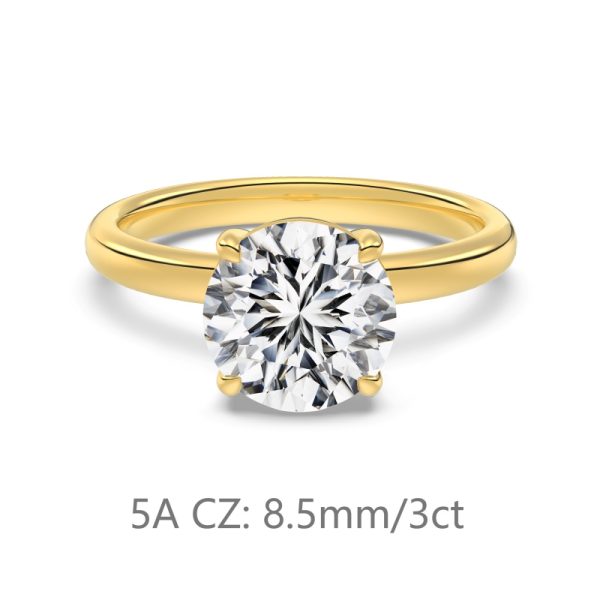 925 Sterling Silver 14K Gold Plated Cubic Zirconia Ring