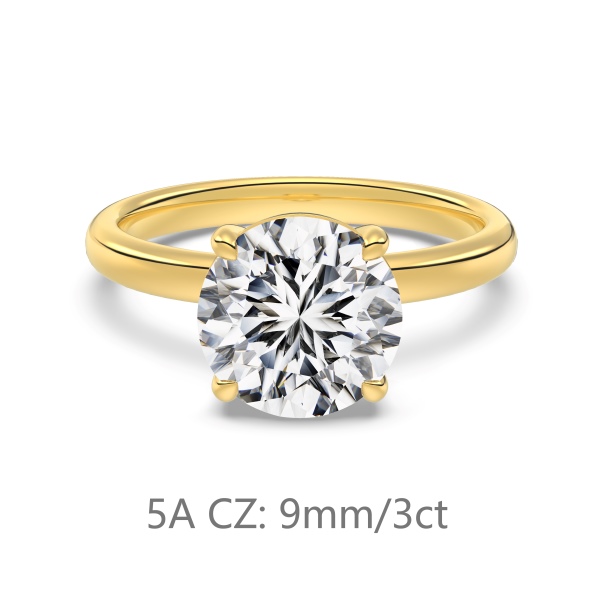 925 Sterling Silver 14K Gold Plated Cubic Zirconia Ring