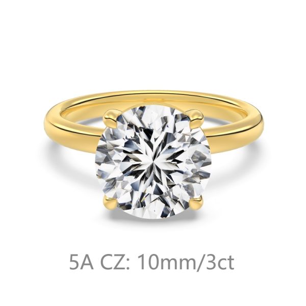 925 Sterling Silver 14K Gold Plated Cubic Zirconia Ring