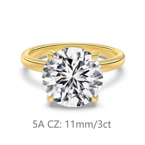 925 Sterling Silver 14K Gold Plated Cubic Zirconia Ring