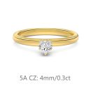 925 Sterling Silver 14K Gold Plated Cubic Zirconia Ring