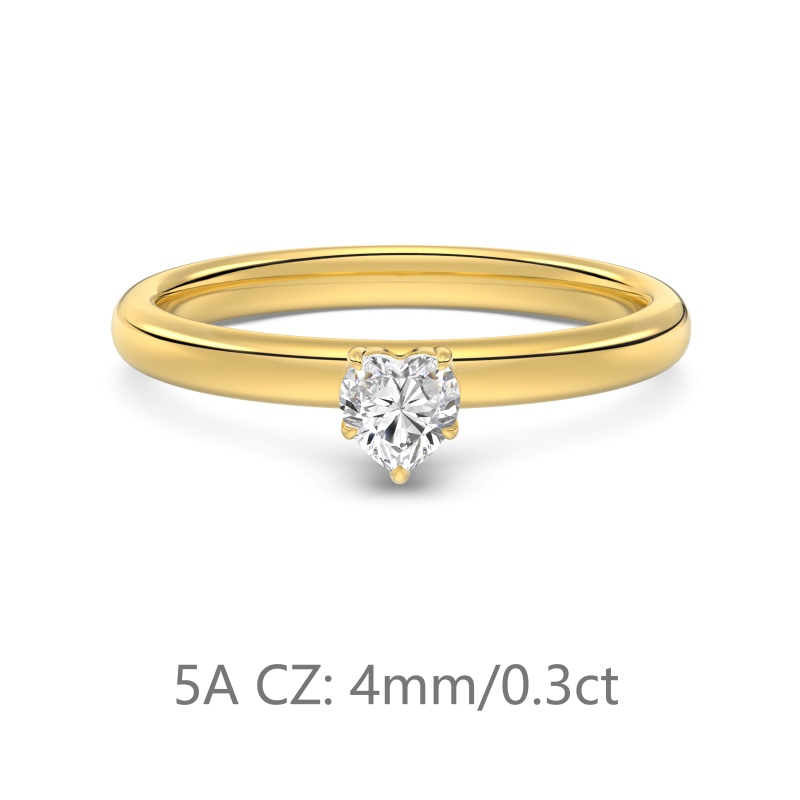 925 Sterling Silver 14K Gold Plated Cubic Zirconia Ring