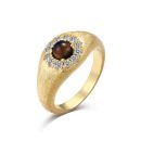 925 Sterling Silver 22K Gold Plated Cubic Zirconia Ring