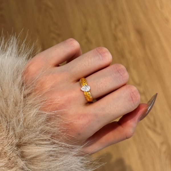 Cubic Zirconia 22K Gold Plated Ring