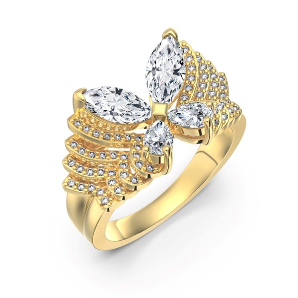 925 Sterling Silver 14K Gold Plated Cubic Zirconia Ring