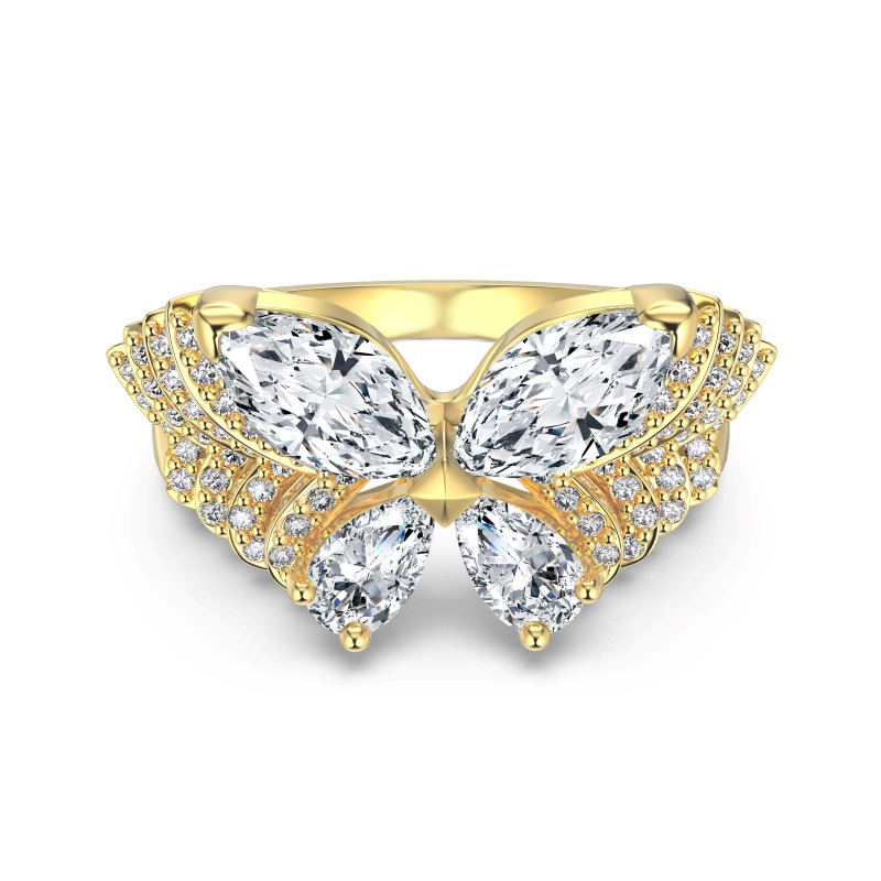 925 Sterling Silver 14K Gold Plated Cubic Zirconia Ring - Image 2