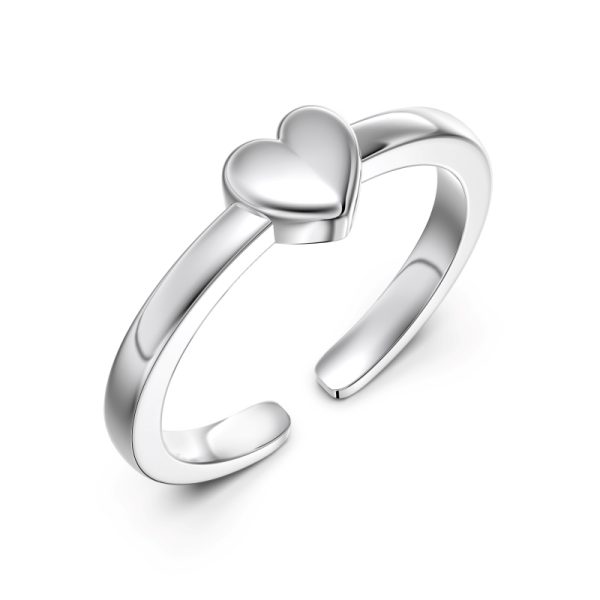 925 Sterling Silver Heart Shaped Adjustable Ring