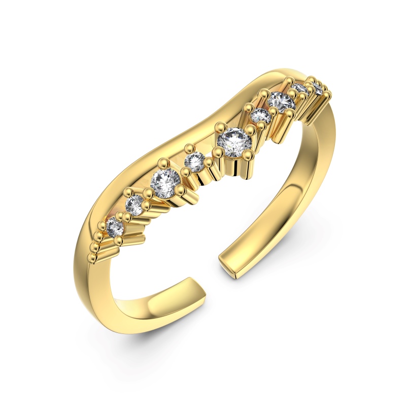 925 Sterling Silver 18K Gold Plated Cubic Zirconia Ring