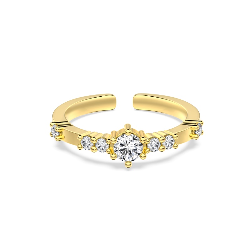 925 Sterling Silver 18K Gold Plated Cubic Zirconia Ring