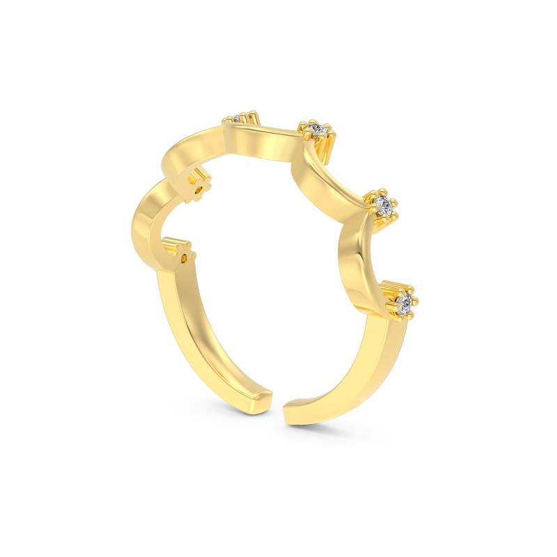 925 Sterling Silver 18K Gold Plated Cubic Zirconia Ring