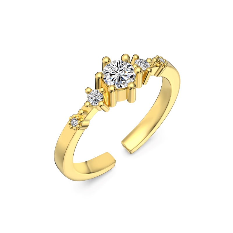 925 Sterling Silver 18K Gold Plated Cubic Zirconia Ring