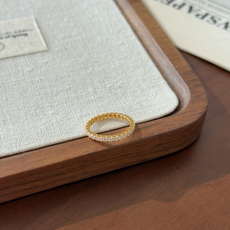 925 Sterling Silver 18K Gold Plated Cubic Zirconia Ring - Image 3
