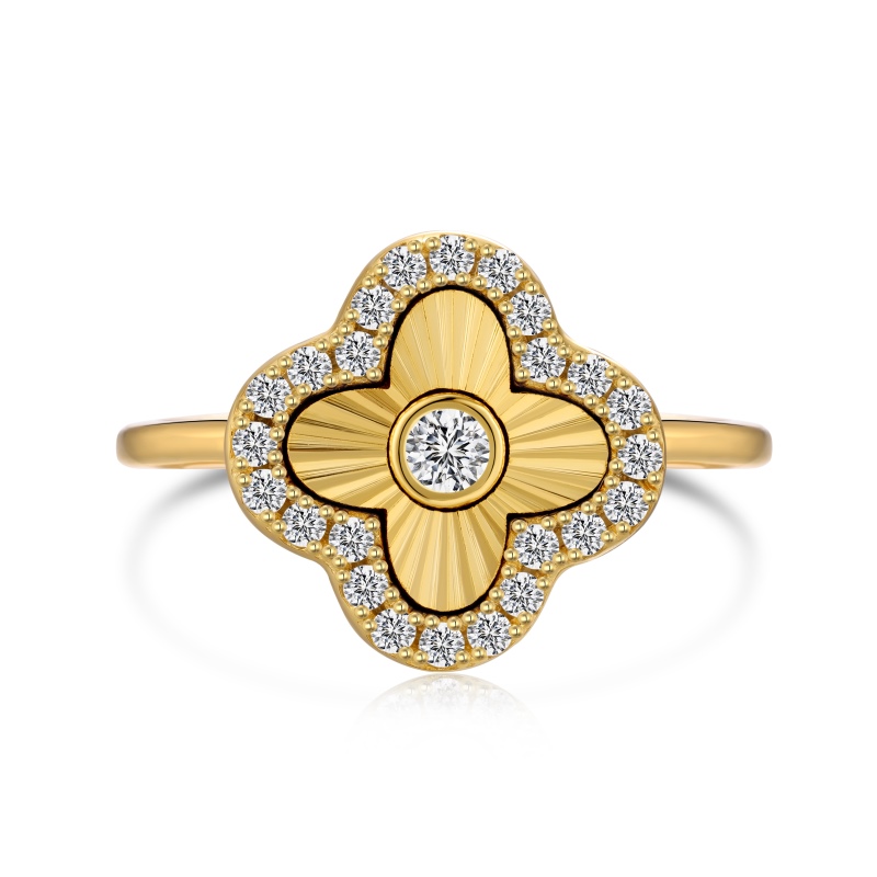 925 Sterling Silver 18K Gold Plated Cubic Zirconia Ring - Image 2