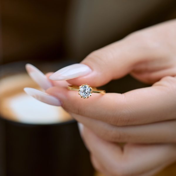 925 Sterling Silver 18K Gold Plated Cubic Zirconia Ring