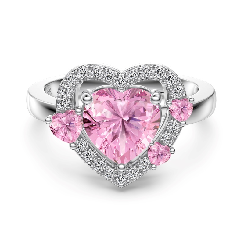 925 Sterling Silver Cubic Zirconia Heart Ring