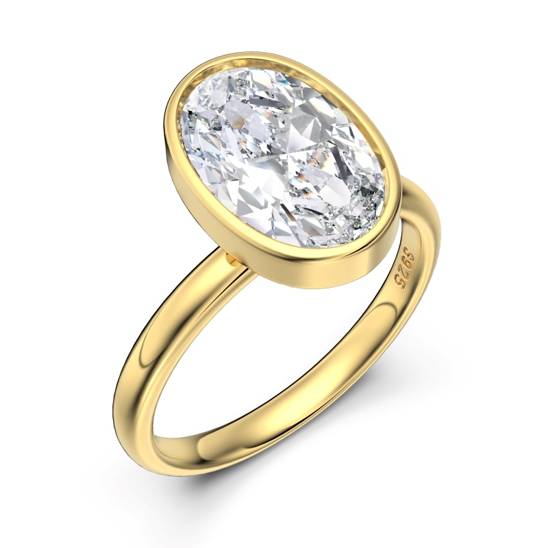 925 Sterling Silver 18K Gold Plated Cubic Zirconia Ring - Image 2