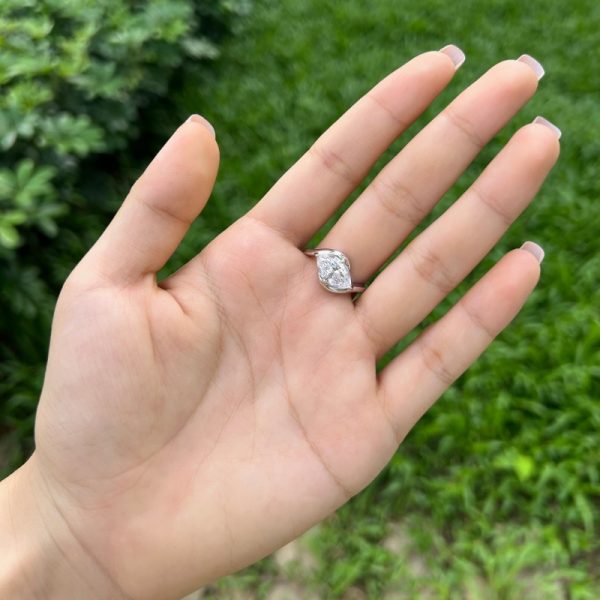 925 Sterling Silver Cubic Zirconia Marquise Cut Ring