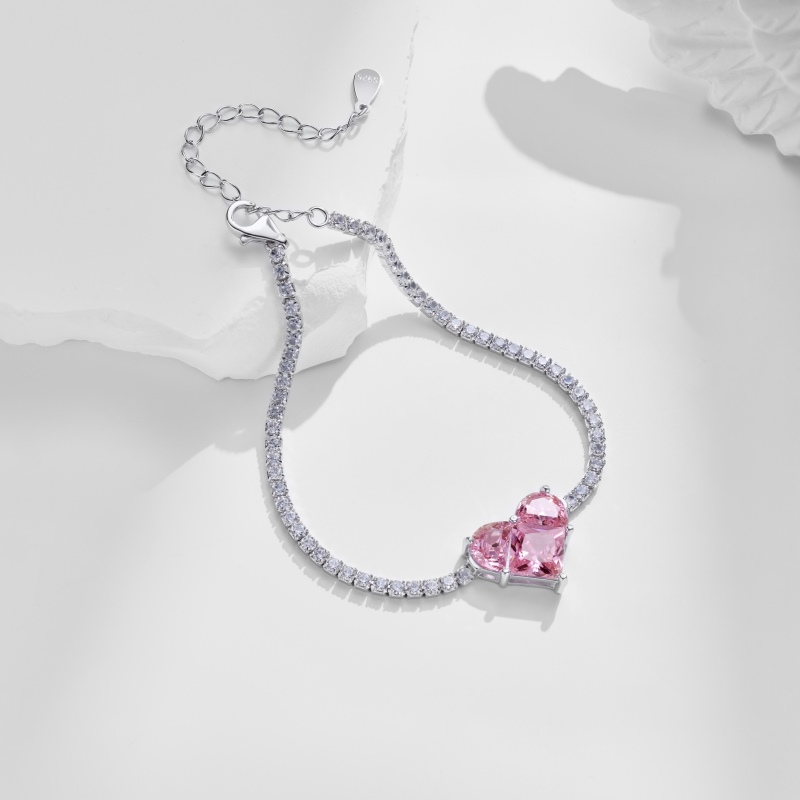 925 Sterling Silver Cubic Zirconia Square Cut Bracelet - Image 3