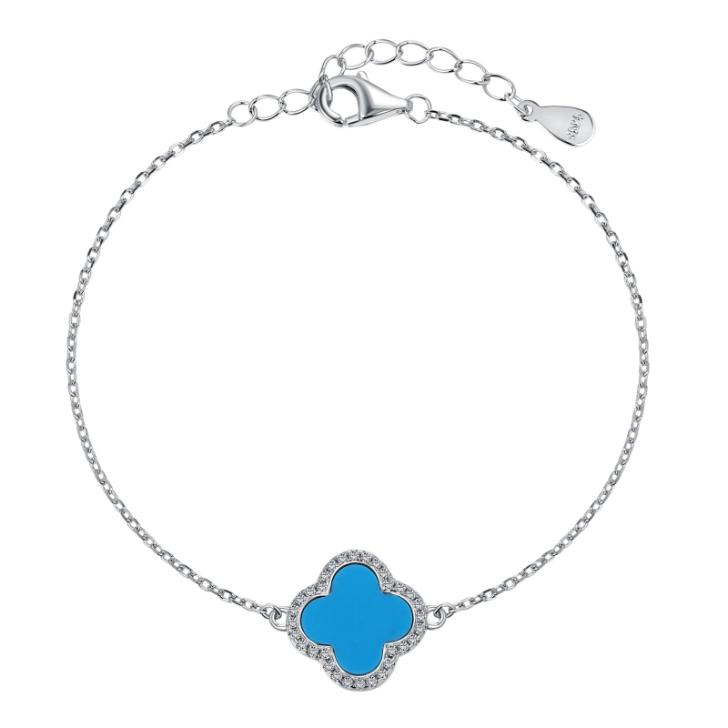 925 Sterling Silver Turquoise Cubic Zirconia Bracelet - Image 3