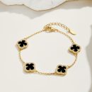 925 Sterling Silver 18K Plated Black Agate Bracelet