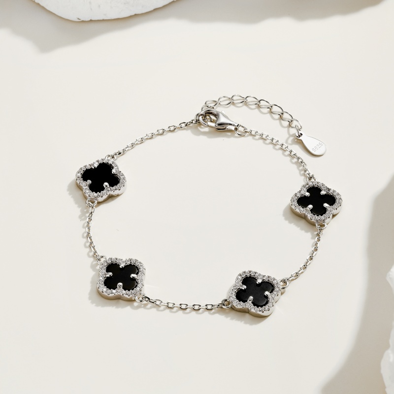 925 Sterling Silver Black Onyx Cubic Zirconia Bracelet