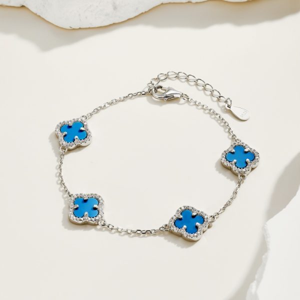 925 Sterling Silver Turquoise Cubic Zirconia Bracelet