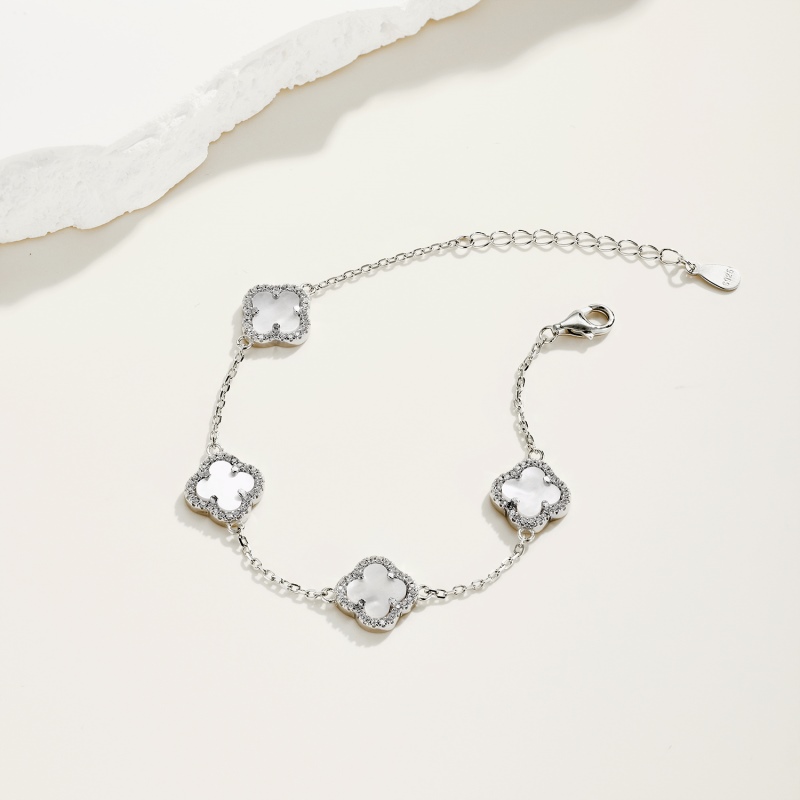 925 Sterling Silver White Mother of Pearl Cubic Zirconia Bracelet