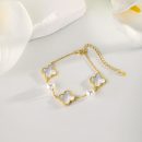 925 Sterling Silver 18K Gold Plated White Shell Bracelet