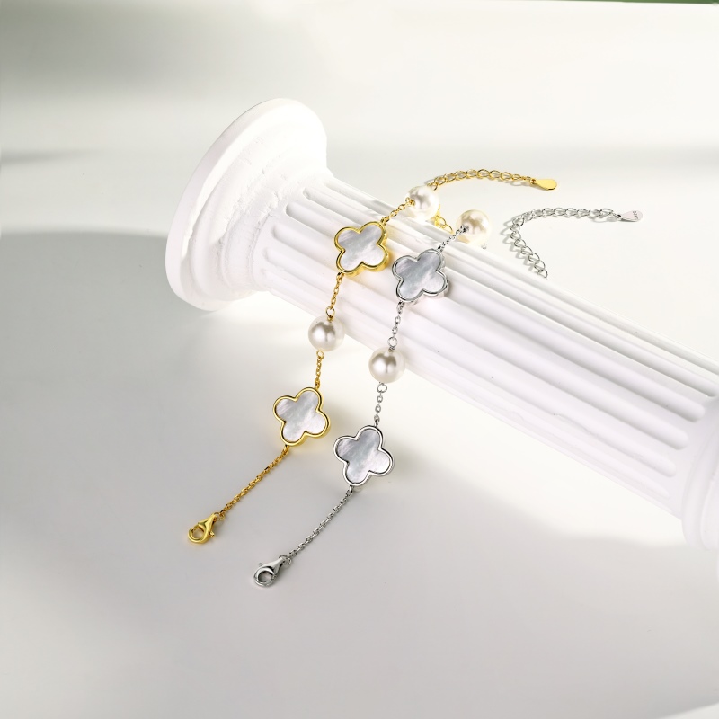925 Sterling Silver White Pearl Cubic Zirconia Bracelet