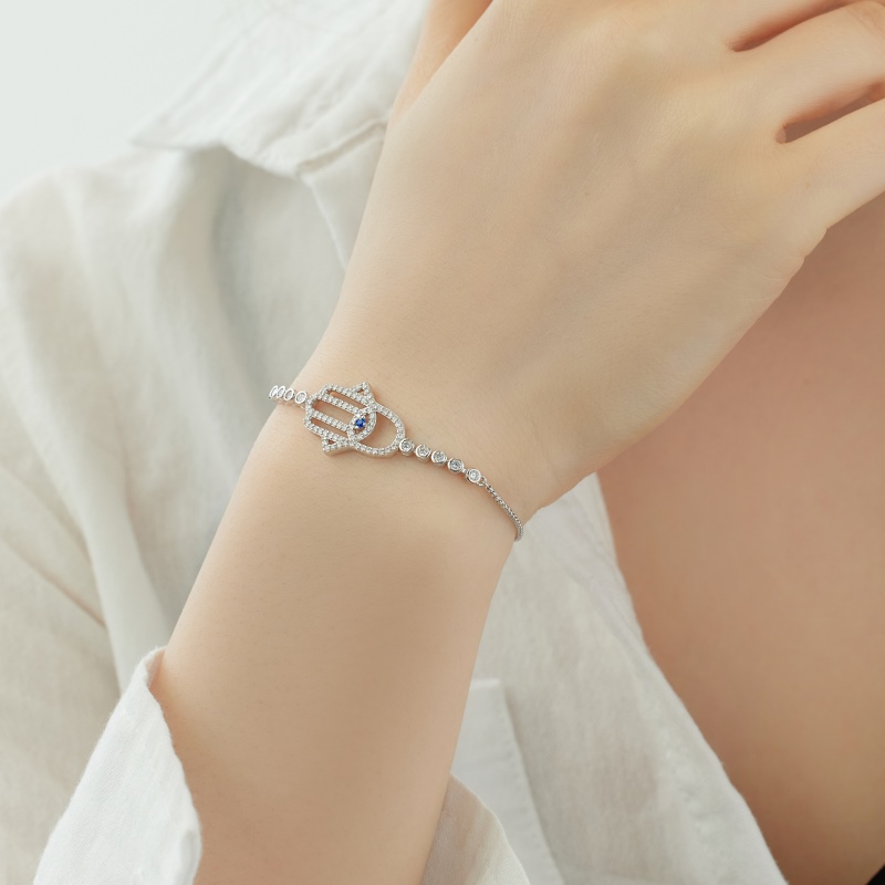 925 Sterling Silver Cubic Zirconia Evil Eyes Bracelet