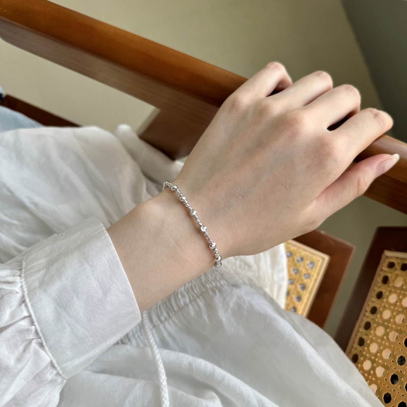 925 Sterling Silver Gold Plated Cat Eye Bead Bracelet - Image 3