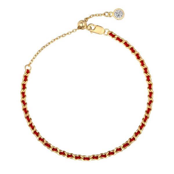 925 Sterling Silver 22K Gold Plated Cubic Zirconia Bracelet