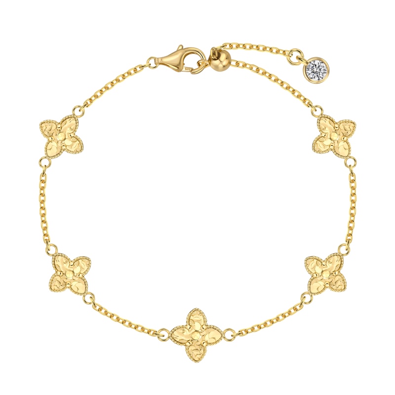 925 Sterling Silver 22K Gold Plated Cubic Zirconia Bracelet