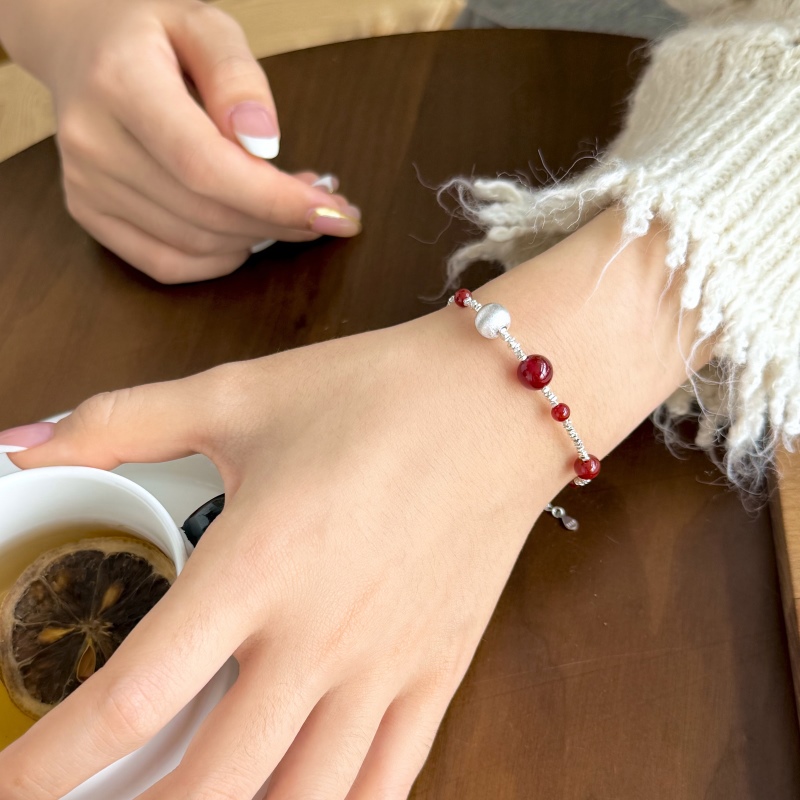 925 Sterling Silver Red Agate Bracelet - Image 2