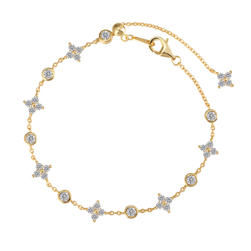 925 Sterling Silver 18K Gold Plated Cubic Zirconia Bracelet
