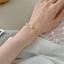 925 Sterling Silver 18K Gold Plated Pearl Bracelet