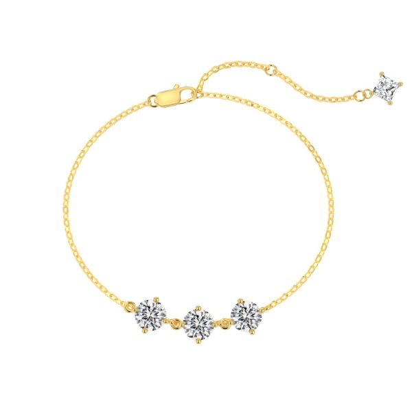 925 Sterling Silver 18K Gold Plated Cubic Zirconia Bracelet
