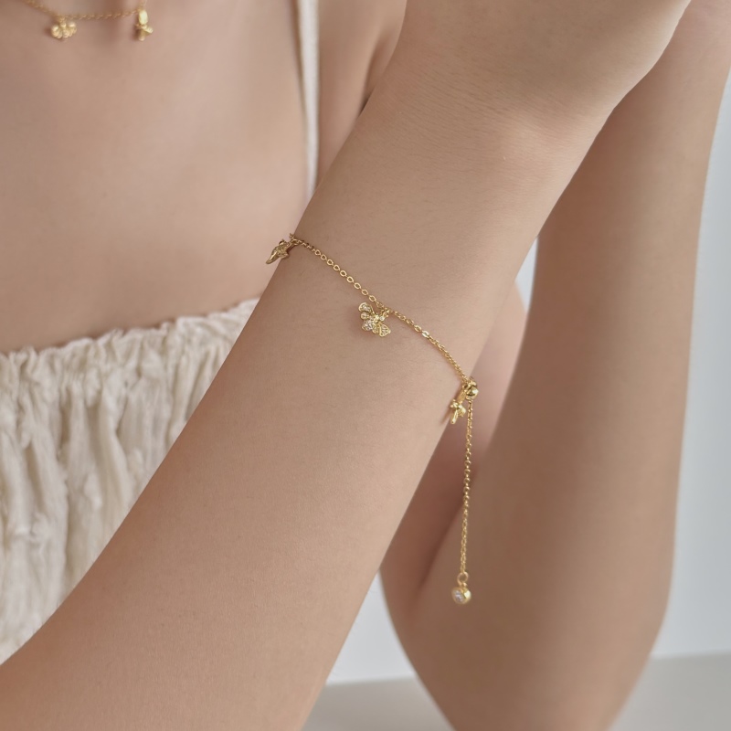 925 Sterling Silver 18K Gold Plated Cubic Zirconia Bracelet - Image 3