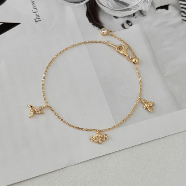 925 Sterling Silver 18K Gold Plated Cubic Zirconia Bracelet - Image 5