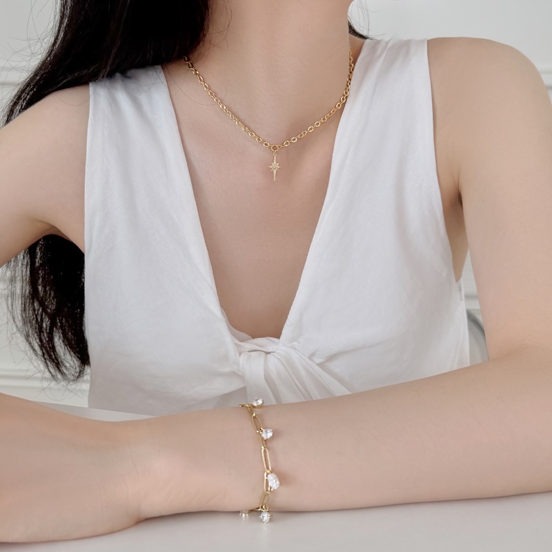 925 Sterling Silver 18K Gold Plated Cubic Zirconia Bracelet - Image 3
