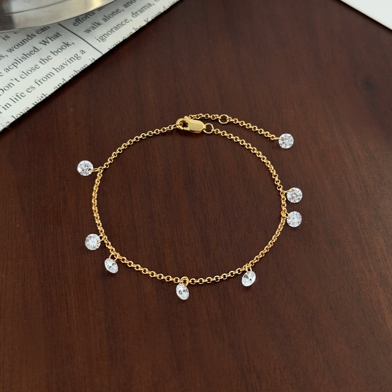 925 Sterling Silver 18K Gold Plated Cubic Zirconia Bracelet - Image 2