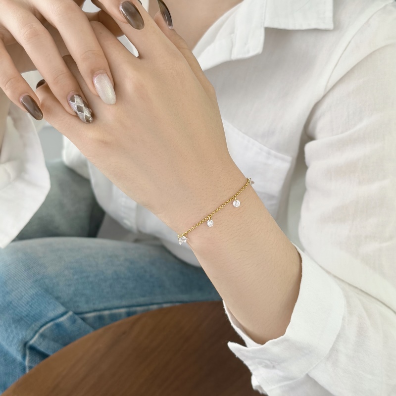 925 Sterling Silver 18K Gold Plated Cubic Zirconia Bracelet - Image 3