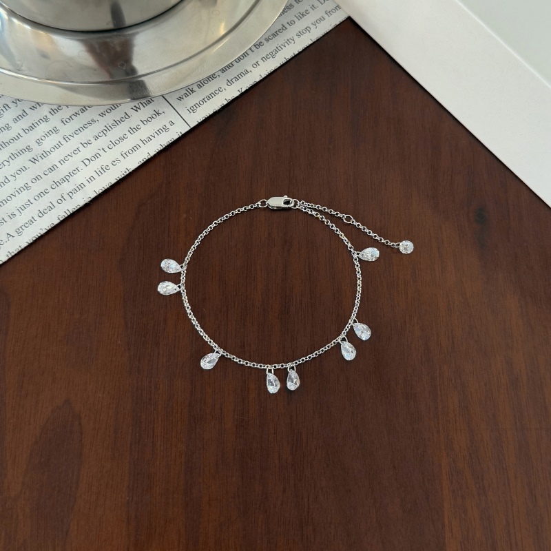 925 Sterling Silver Cubic Zirconia Pear Cut Bracelet