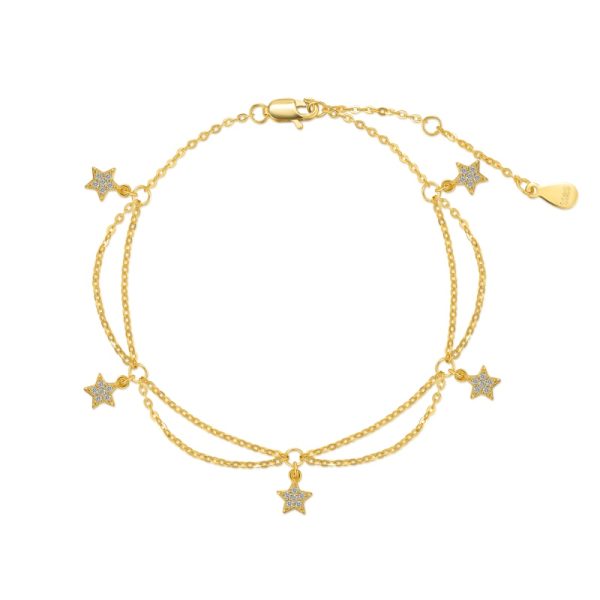 925 Sterling Silver 18K Gold Plated Cubic Zirconia Bracelet