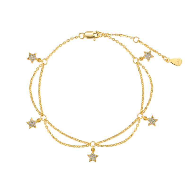 925 Sterling Silver 18K Gold Plated Cubic Zirconia Bracelet
