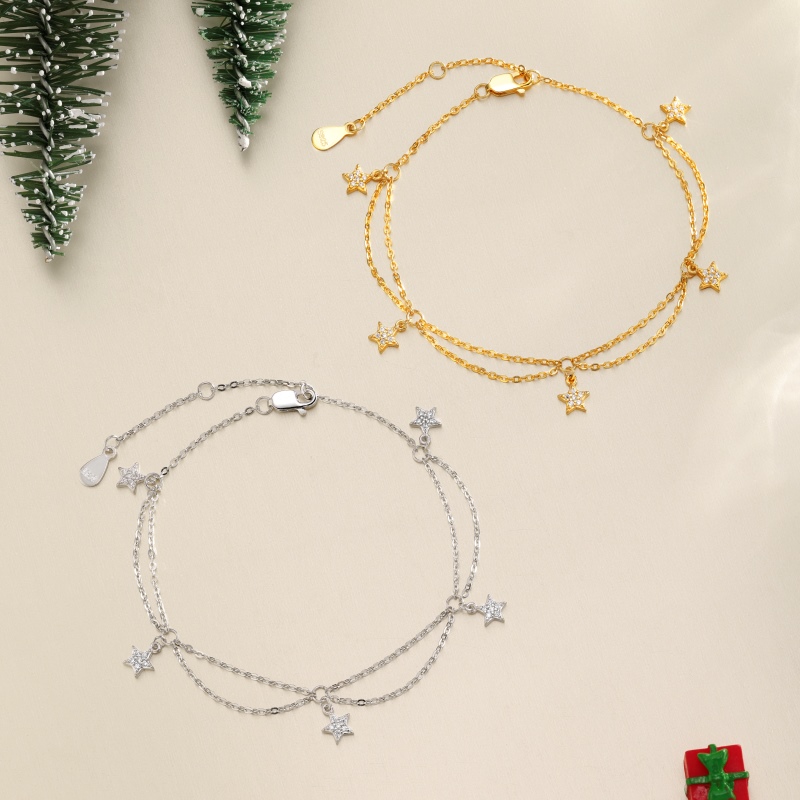 925 Sterling Silver 18K Gold Plated Cubic Zirconia Bracelet - Image 2
