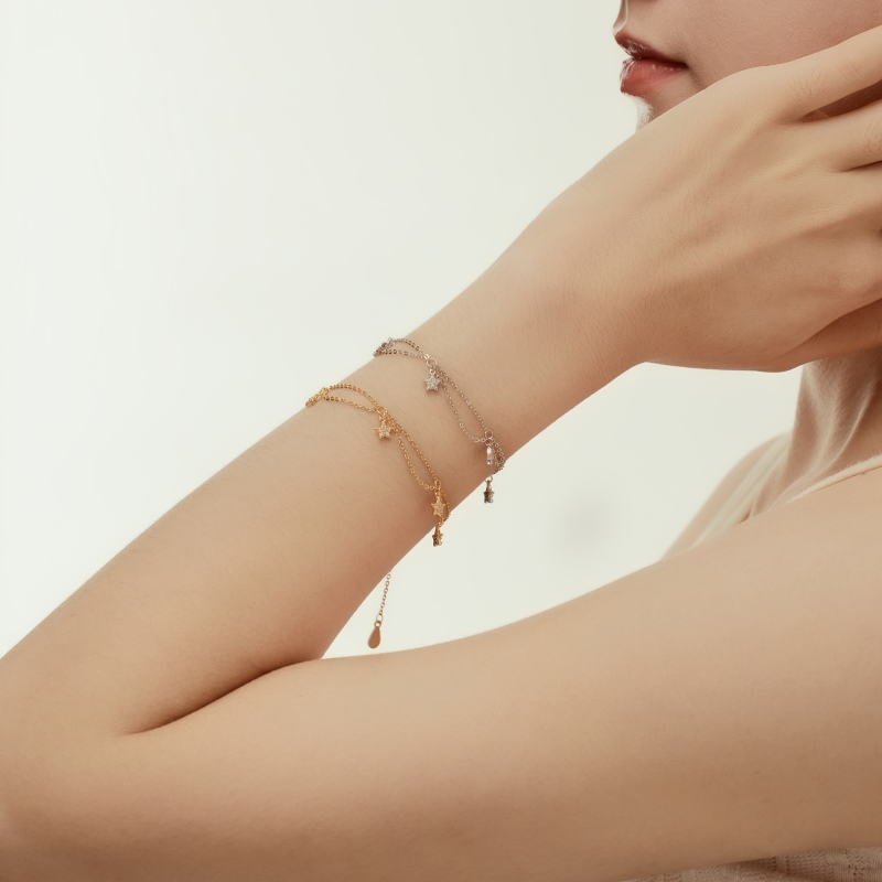 925 Sterling Silver 18K Gold Plated Cubic Zirconia Bracelet - Image 3